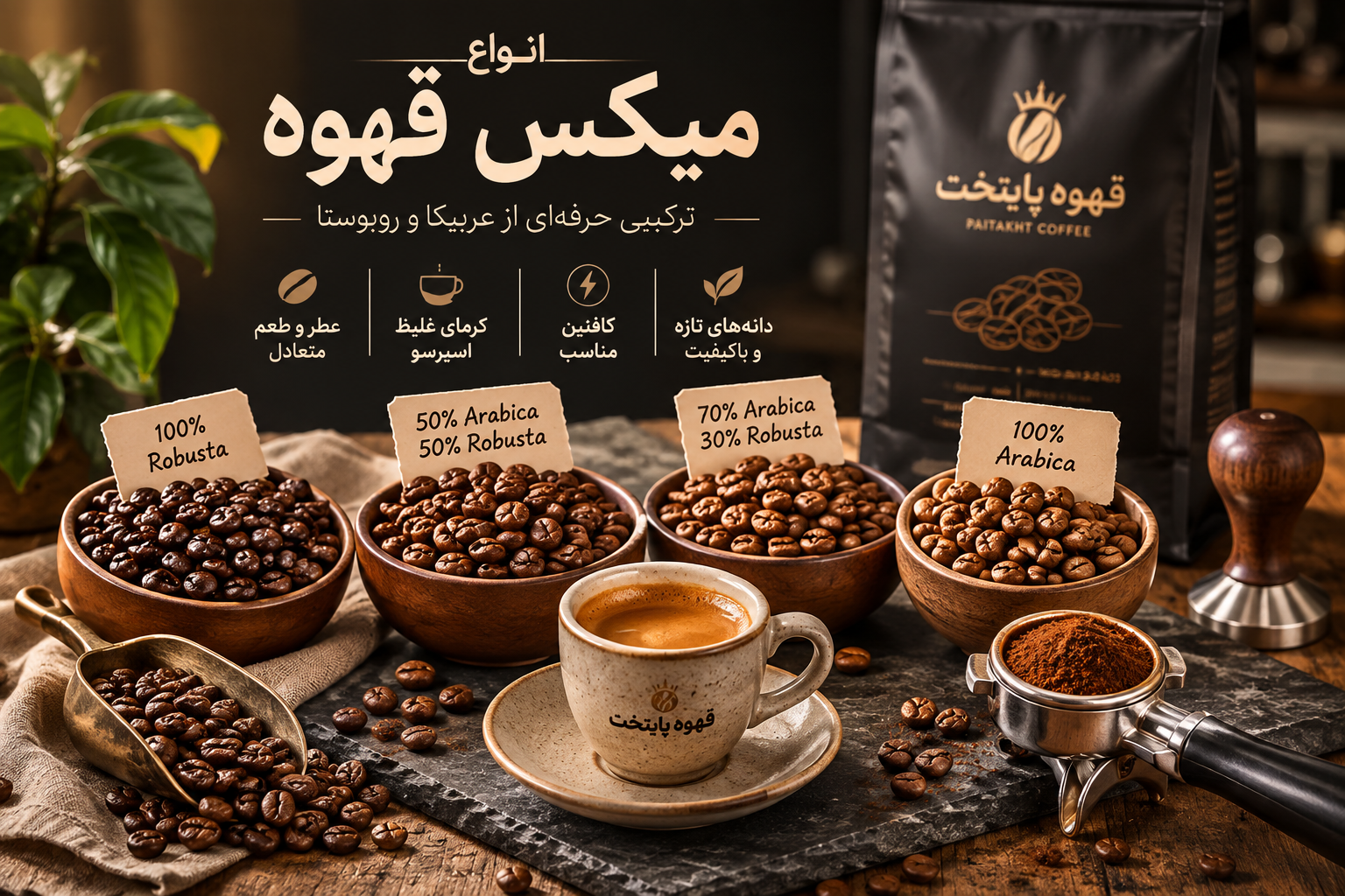 خرید قهوه اسپرسو _خرید قهوه ترکیب روبوستا و عربیکا_خرید قهوه پرکافئین _خرید قهوه روبوستا 