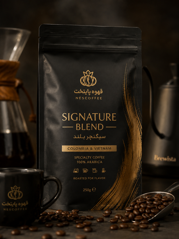 قهوه سیگنیچر پایتخت |5۰ درصدروبوستا_۵۰ درصدعربیکا| تعادل کافئین و عطر و طعم